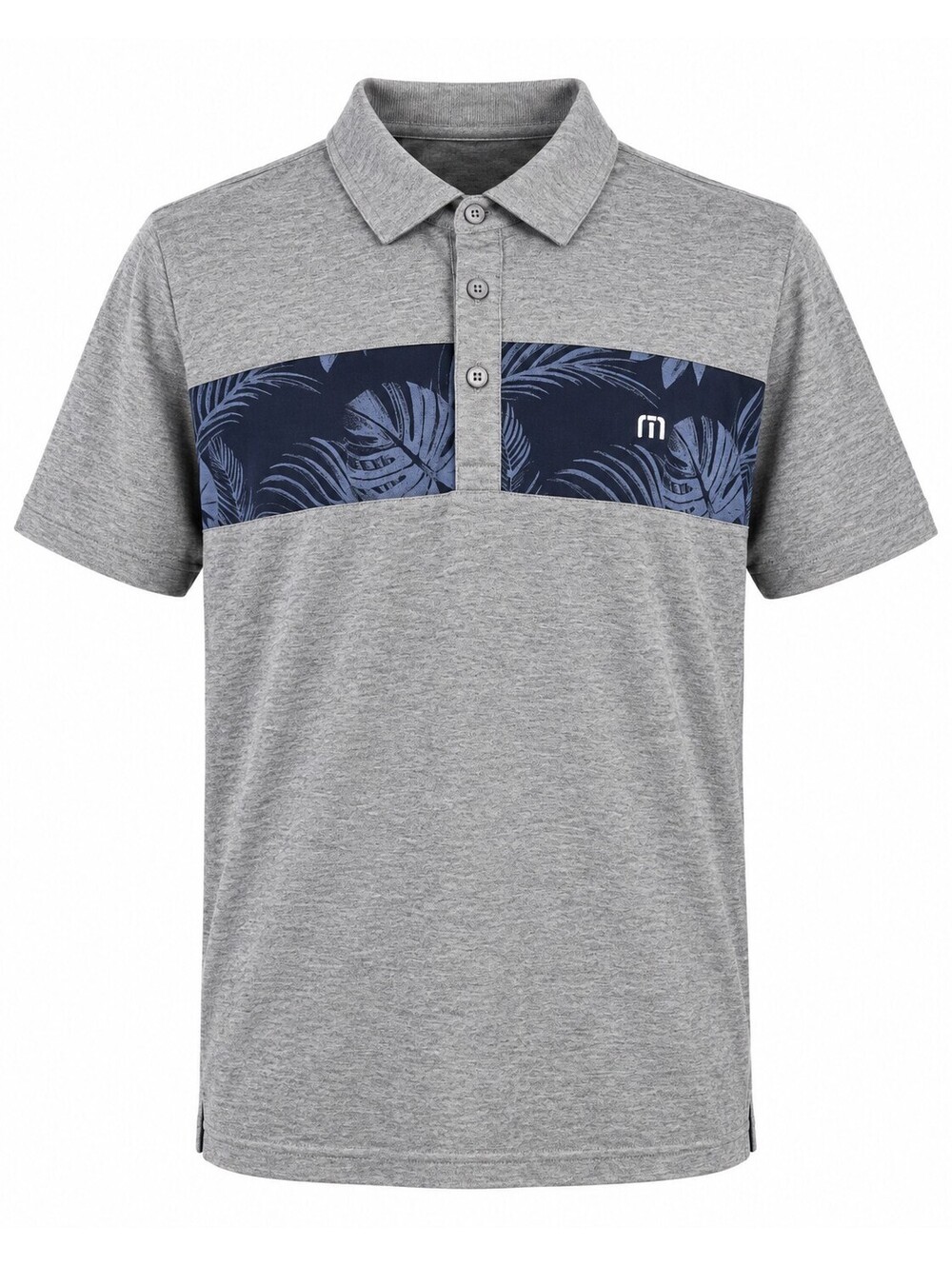 TravisMathew 2XL Gray Blue Floral Pima Golf Polo